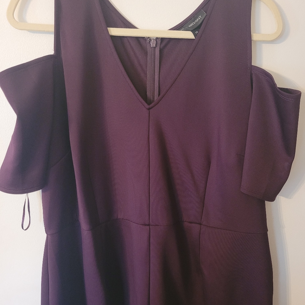 Dark purple formal dress Lane Bryant, 2 small slit on each side, pleates, v nec